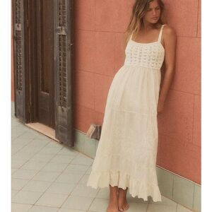 Zara Combination Knit Embroidered Dress - New